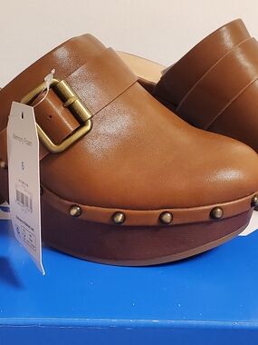Time and Tru Brown Faux Leather Studded Clog